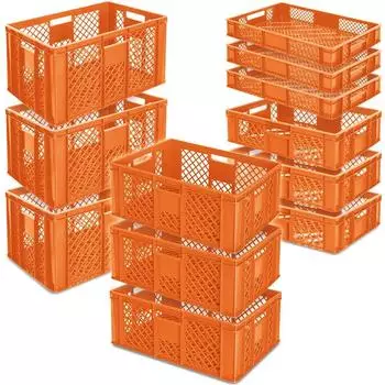 BRB Stapelkörbe/Bäckerkisten 600x400mm, 4 Größen, orange, 12er-Set (75587)