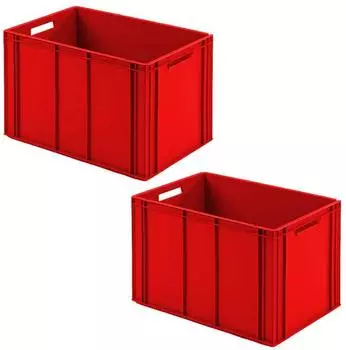 BRB Eurobehälter 600x400x420mm, Rippenboden, rot, 2er-Set (00025229)