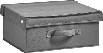 Zeller Aufbewahrungsbox faltbar mit Deckel, Vlies, grau, 33x28x15cm (14605)