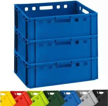 Buri Eurofleischerkiste E2 blau, 60x40x20cm, 3er-Set (E2)