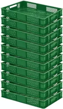 BRB Eurobehälter durchbrochen, lebensmittelecht, 600x400x90mm, grün, 10er-Pack (21549)