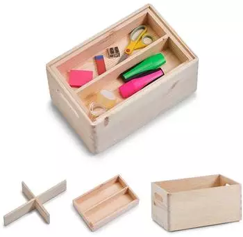 Zeller Aufbewahrungsbox mit herausnehmbaren F&auml;chern, Nadelholz, 30x20x15cm (13320)