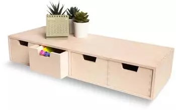 Creative Deco Schubladenbox aus Birkensperrholz, 4 Schubladen, 56x20,5x10cm