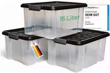 Novaliv Aufbewahrungsbox mit Deckel 15L, anthrazit, 3er-Set (30533+3xANT)