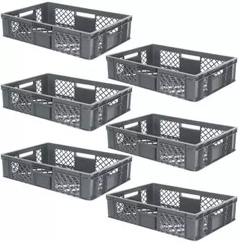 BRB Eurobehälter durchbrochen, PE-HD, 600x400x150mm, grau, 6er-Set (00024516)