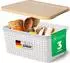 Novaliv Aufbewahrungsbox mit Holzdeckel 3er-Set, 5L, Rattan-Optik, weiß, BPA-frei