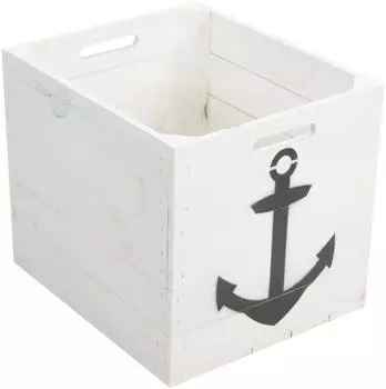 Kistenkolli Altes Land Anker Holzkiste f&uuml;r Kallax/Expedit, wei&szlig;, 33x37,5x32,5cm