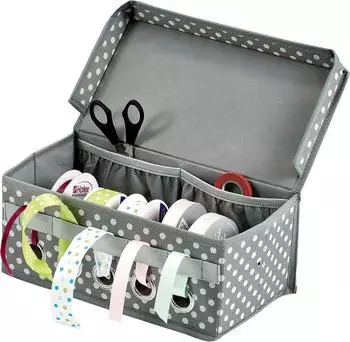 Zeller Geschenkband-Organizer grau/weiß 29,0 x 15,0 x 12,0 cm (14664)
