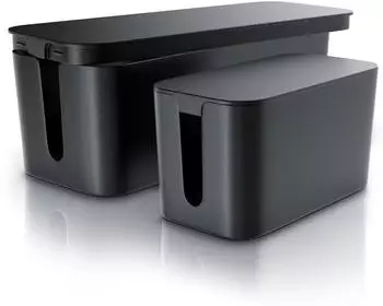 Bearware Kabelbox mit Gummif&uuml;&szlig;en, schwarz, 2er-Set