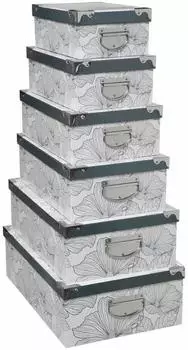 Paris Prix Delicatesse Aufbewahrungsdosen 6er-Set, schwarz/weiß, Metallecken (FIVE-181201)