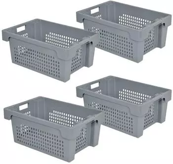 BRB Drehstapelbeh&auml;lter 600x400x250mm, 40L, grau, 4er-Set (32180)