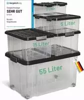 Novaliv 7 tlg Sparset Aufbewahrungsboxen mit Deckel Anthrazit 1x55 L + 2x 15L + 2x 5L