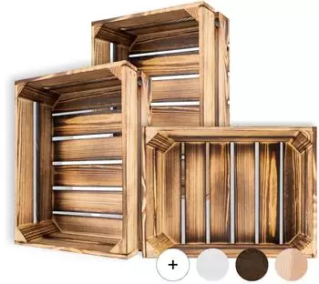 Creative Deco Holzkiste Vintage geflammt 40x30x15cm (JAN-CD-SKRZYNKA-OPALANA-40x30x15)