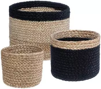 Atmosphera Aufbewahrungsk&ouml;rbe aus Jute, beige und schwarz, 3er-Set (ATM-168414)