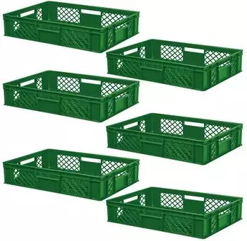 BRB Eurobeh&auml;lter/Stapelkorb durchbrochen, PE-HD, lebensmittelecht, 600x400x150mm, gr&uuml;n, 6er-Pack (24523)