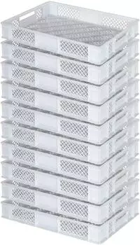 BRB Eurobeh&auml;lter/B&auml;ckerkiste durchbrochen 600x400x90mm 15L wei&szlig;, 10er-Set (21550)