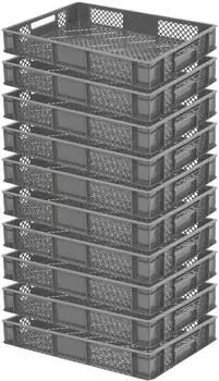 BRB Eurobeh&auml;lter durchbrochen 600x400x90mm 15L grau, 10er-Pack (21552)