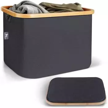 Hennez Adrian Aufbewahrungskorb faltbar, Stoff, grau, 40L (ADRIAN_S_GRAU)