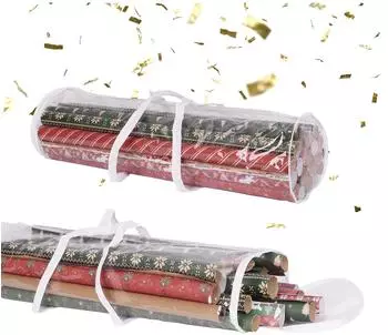 Relaxdays Geschenkpapier Aufbewahrungstasche 2er Set Kunststoff Transparent Mit Rei&szlig;verschluss 79 cm x 22 cm