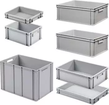 BRB Euro-Stapelbeh&auml;lter Set 7-teilig, 6 Gr&ouml;&szlig;en, grau (32939)