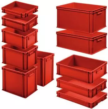 BRB Euro-Stapelbeh&auml;lter Set 11-teilig, 2 Gr&ouml;&szlig;en, rot (32951)