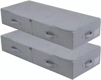 LuxusKollektion Unterbett-Aufbewahrungsk&ouml;rbe faltbar, dunkelgrau, 2er-Pack (100x43x18cm)