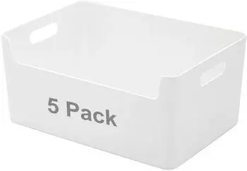 LuxusKollektion Aufbewahrungsbox Kunststoff mit Griffen, weiß, 5er-Set (25cm)