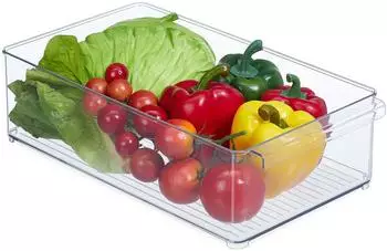 Relaxdays K&uuml;hlschrank-Organizer mit Griff, transparent, 10x20,5x36,5cm (10041491)
