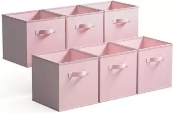 Granny Says Aufbewahrungsboxen Stoff, faltbar, rosa, 26,7x26,7x28cm, 6er-Set