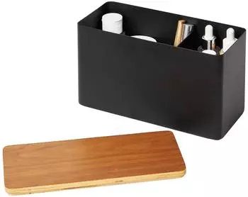 YAMAZAKI RIN Aufbewahrungsbox Stahl/Sperrholz, schwarz (4807)