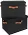 Granny Says Aufbewahrungsboxen mit Deckel, faltbar, Stoff, schwarz, 40x26x25,5cm, 2er-Set