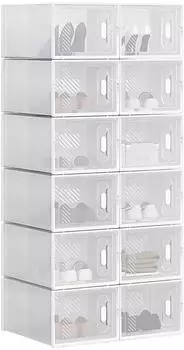 Woltu Schuhboxen 12er-Set, stapelbar, transparent, Kunststoff, 35x25x19cm (SRX12tp)
