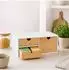 Relaxdays Schubladenbox 3 Schubladen, Bambus & MDF, 13,5x33x21cm, schwarz/natur