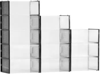 VEVOR Stapelbare Schuhboxen, 12er-Set, Kunststoff, schwarzer Rahmen (KDDBTMKKXHQKKM6V2001V0)