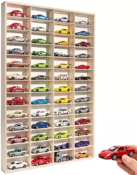 Creative Deco Setzkasten Holz f&uuml;r Autos 1:32, 52 F&auml;cher, 78x49,5x5,5cm