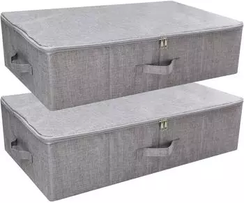 LuxusKollektion Unterbett-Aufbewahrungsboxen faltbar, dunkelgrau, 70x40x18cm, 2er-Pack