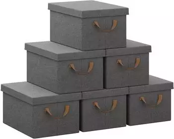 Woltu Aufbewahrungsbox mit Deckel, faltbar, grau, 20L, 6er-Set (W0ITT2080)