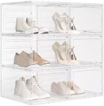 Woltu Schuhboxen 6er-Set, stapelbar, transparent, PP+ABS (W0ITT2003)