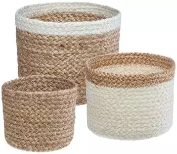 Atmosphera Jackson Aufbewahrungsk&ouml;rbe aus Jute, wei&szlig;/natur, 3er-Set