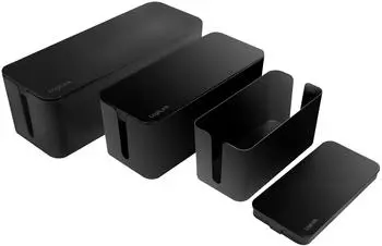LogiLink Kabelbox-Set 3-teilig, 3 Gr&ouml;&szlig;en, schwarz (KAB0077)