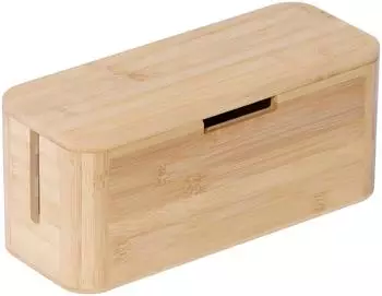 Relaxdays Kabelbox f&uuml;r Steckdosenleiste, Bambus, Magnetdeckel, 34x14,5x13,5cm (10052398)