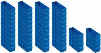Proregal SuperSparSet 48x Blaue Industriebox 300 S HxBxT 8,1 x 9,1 x 30 cm 1,6 Liter Sortimentskasten