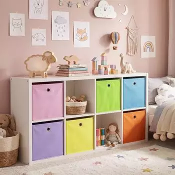 Sekey Aufbewahrungsboxen 6er Set Stoffboxen Faltboxen aus Vliesstoff mit Griff 33x33x33cm 6 Farben Bunt Regalbox f&uuml;r Kallax Regal Spielzeug Kleidung
