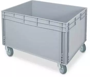 BRB Stapelbeh&auml;lter mit 2 Griffleisten und 4 Rollen, 800x600x545mm, grau (55832)