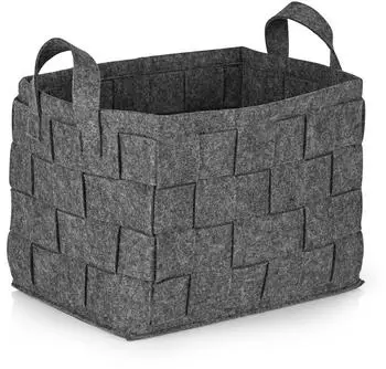 N8WERK Filz-Aufbewahrungskorb mit Griff, faltbar, dunkelgrau, 35x25x25cm