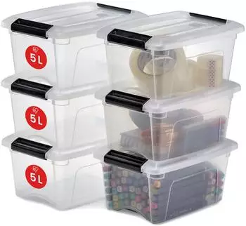 Iris Ohyama NTB-5 Aufbewahrungsboxen 5L transparent, 6er-Set (104506)
