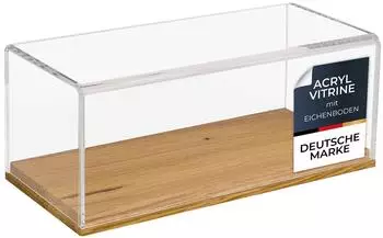 HMF Acryl-Vitrine mit Holzsockel f&uuml;r Modellautos, 27x12x11cm, transparent (46872)