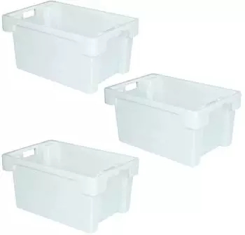 BRB Drehstapelbeh&auml;lter 600x400x300mm, 50L, wei&szlig;, 3er-Set