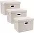 LuxusKollektion Aufbewahrungsbox mit Deckel, Stoff, faltbar, beige, 44x30x29cm, 3-Stück
