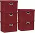 LuxusKollektion TYEERS Aufbewahrungsbox mit Deckel, Stoff, faltbar, 35L, 44x30x29cm, 5er-Set (Rotwein)